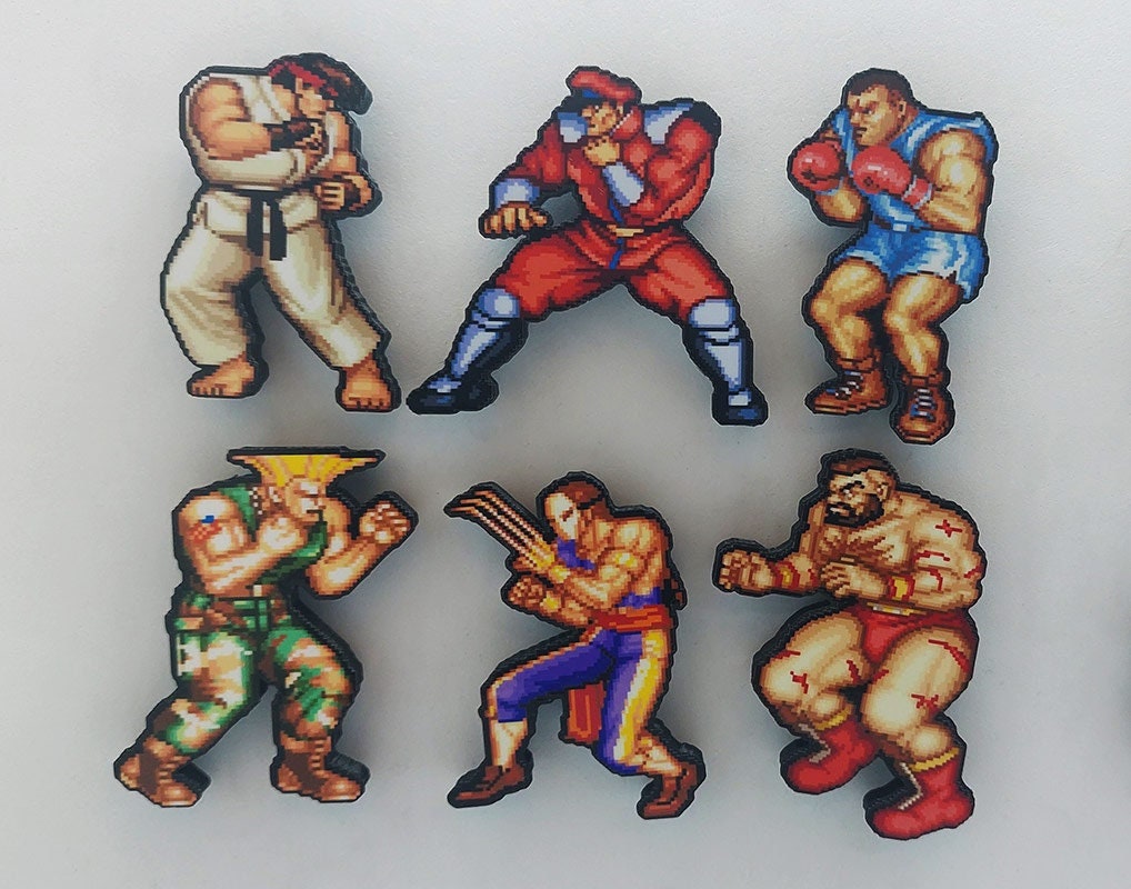 Street Fighter 2 Arcade Gaming Magnets ryu Guile M. Bison 