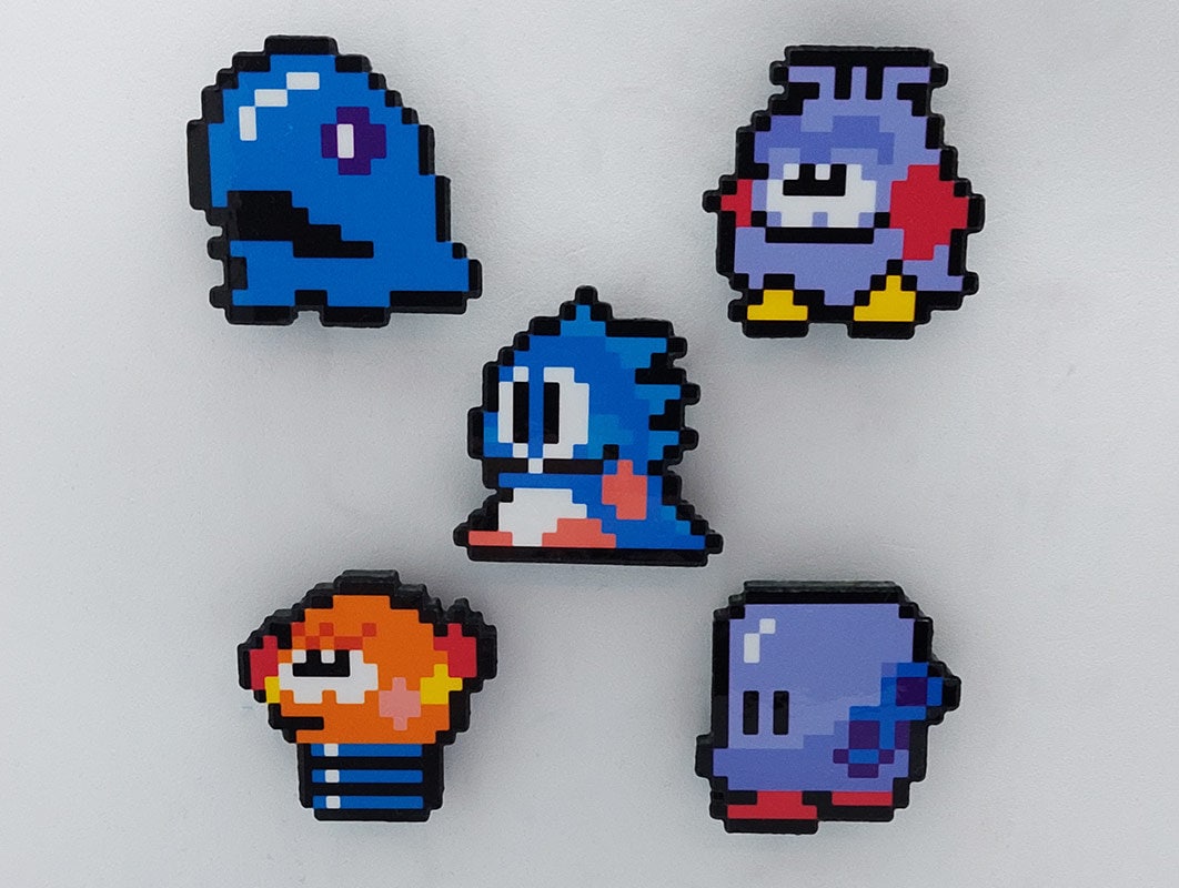 Bubble Bobble Arcade 3D Gaming Magnets (bobblun, Monsta, Hidegons