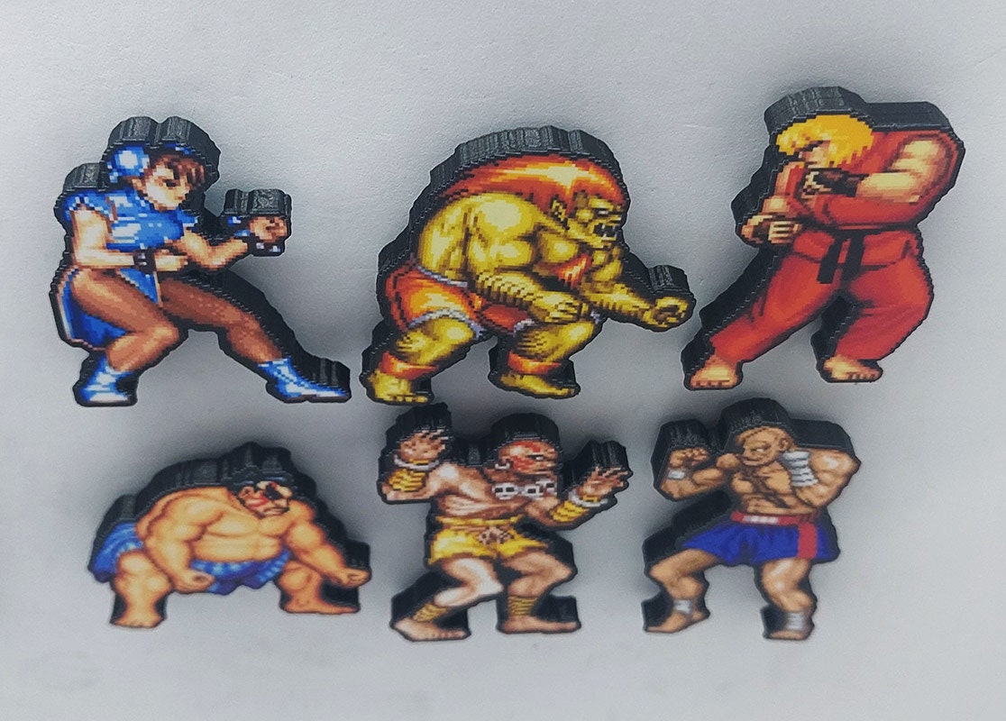 Street Fighter 2 Arcade Gaming Magnets (ken, Chun-li, Dhalsim, Blanka ...