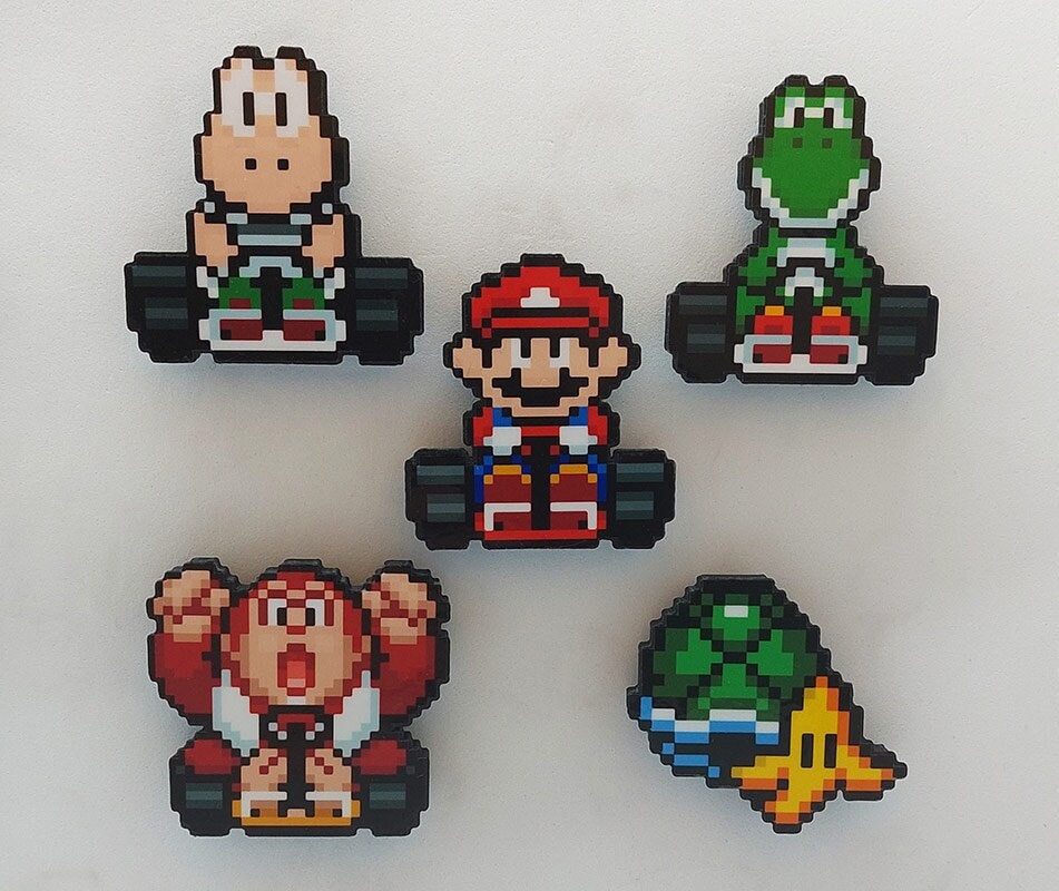 Super Mario Kart SNES Gaming Magnets (mario, Yoshie, Koopa Troopa