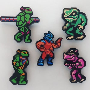 Teenage Mutant Ninja Turtles NES Gaming Magnets (Donatello, Michelangelo, Shredder, Rocksteady, Mutant Toad)