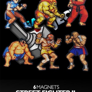 Street Fighter 2 Arcade Gaming Magnets (ken, Chun-li, Dhalsim, Blanka ...