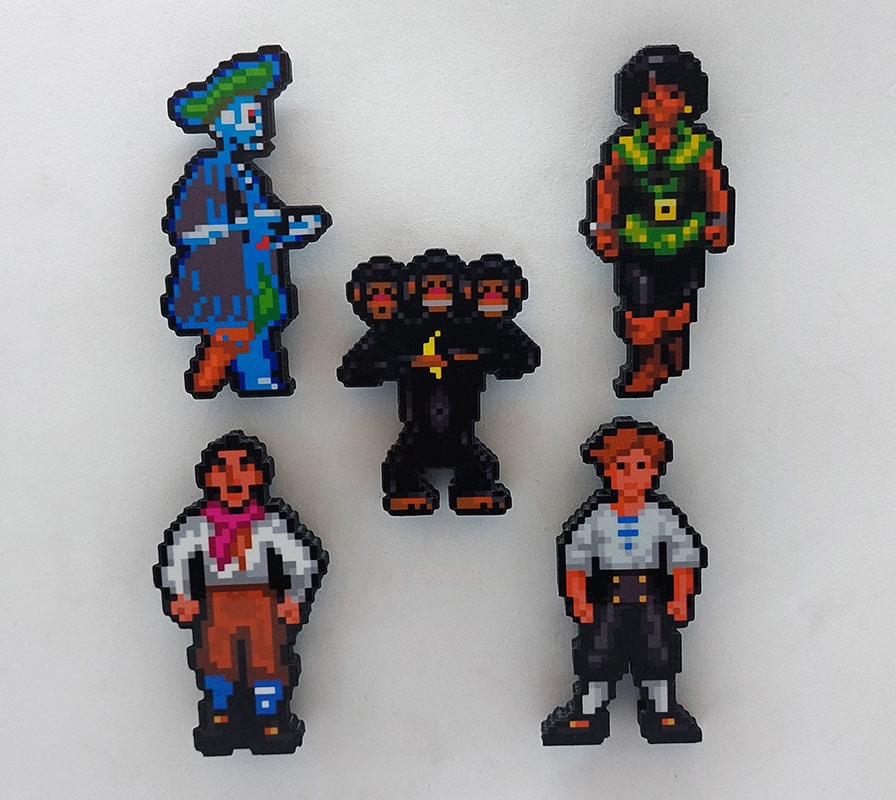 The Secret of Monkey Island 3D PC Gaming Magnets (Guybrush Threepwood, Bob, Carla, Otis, Three-Headed Monkey)