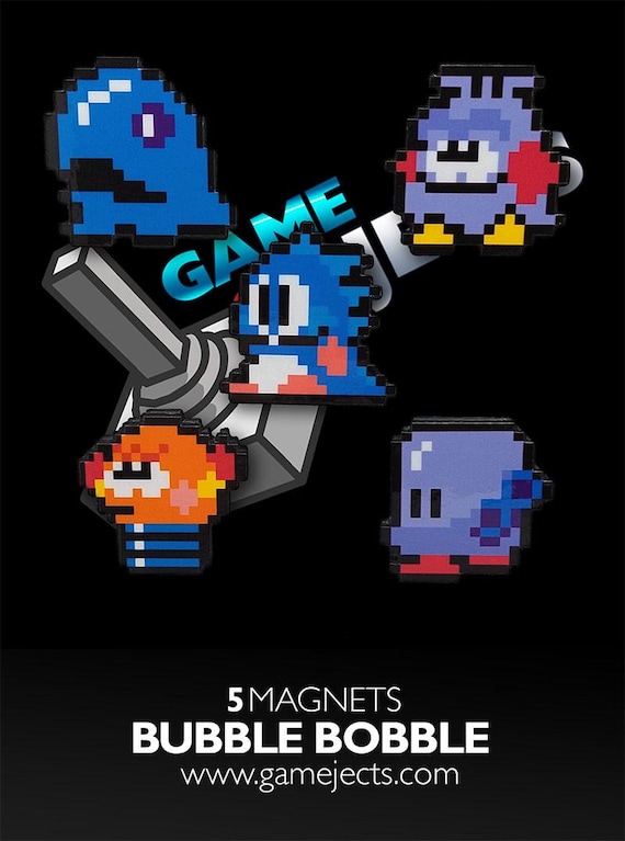 Bubble Bobble Arcade 3D Gaming Magnets (bobblun, Monsta, Hidegons