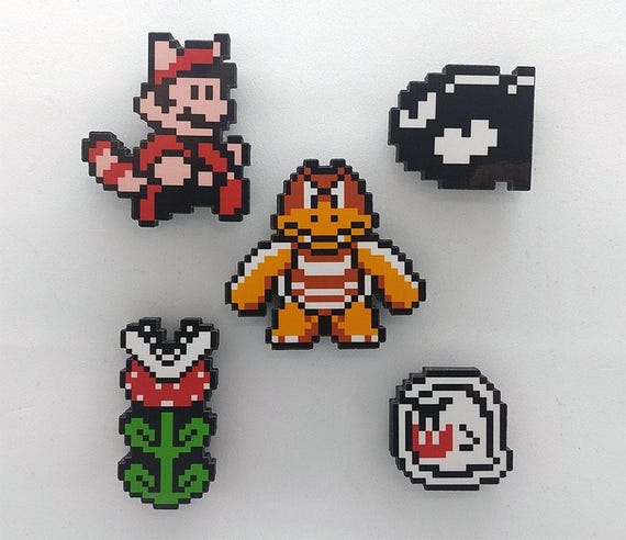 Super Mario 3D NES Gaming Magnets (Raccoon Mario, Boo, Boom Boom,  Bullet Bill, Piranha Plant) - Main Image
