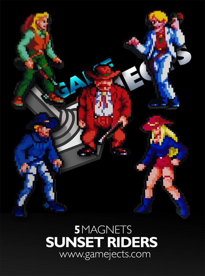 Sunset Riders 3D Arcade Gaming Magnets (billy, Bob, Dynamite Gal ...