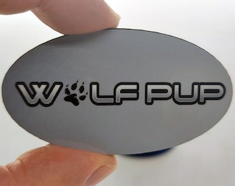 Forest River Wolf Pup Travel Trailer 3D Magnets (3 Magnets - Grey, Blue, Black Text Logo)