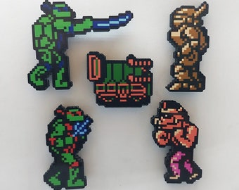 Teenage Mutant Ninja Turtles NES Gaming Magnets (Leonardo, Raphael, Bebop, Mechaturtle, Party Wagon)