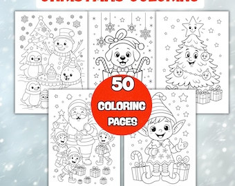 クリスマスの塗り絵、冬のお祝いデザイン（PDF）
