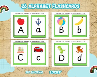 Printable ABC Flashcards for Kids, Alphabet Learning Cards With ...