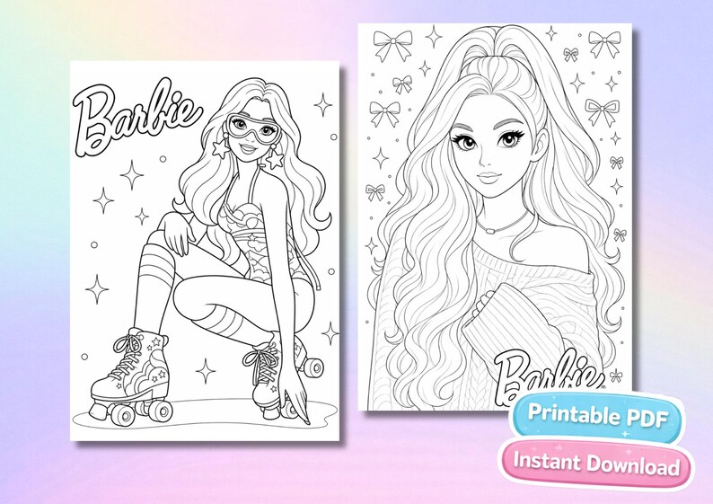 30 Barbie Coloring Pages Bundle | Fashion Doll Printable Book (instant ...