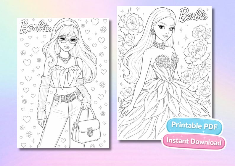 30 Barbie Coloring Pages Bundle | Fashion Doll Printable Book (instant ...