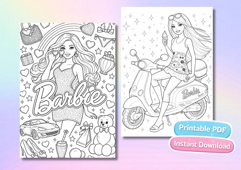 30 Barbie Coloring Pages Bundle | Fashion Doll Printable Book (instant ...