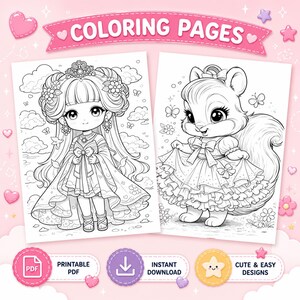 かわいい動物・デザートのぬり絵60枚 – 子供と大人向けの印刷可能なぬり絵 画像 3