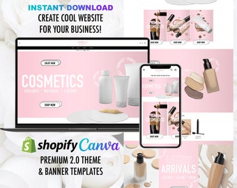 premade nude pink cosmetics Website design for Skincare Website shopify or wix business Custom Website Design Template
