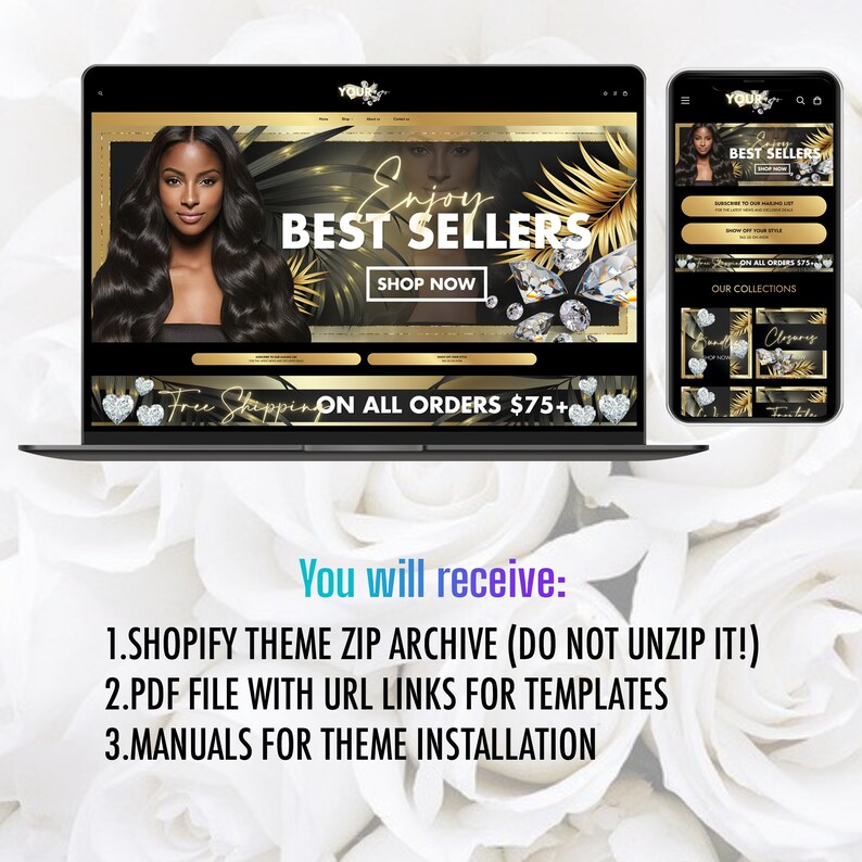 Elegant Golden Style Design With Tropical Accesnts for Wix and Shopify ...