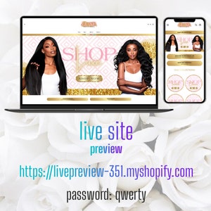 Pu&ograve; includere: Un computer portatile che mostra un sito web con uno sfondo rosa e oro. Il sito web &egrave; per un'azienda di extension per capelli chiamata "Lune Boutique". Il testo "Shop Luxe" &egrave; visualizzato in grandi caratteri grassi. Il sito web presenta anche immagini di donne con capelli lunghi e fluenti.