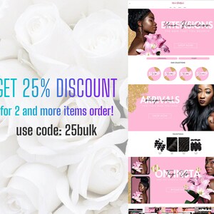 May include: Pink and gold website banner with the text "Your Flawless" and "Extensions" featuring a model with long black hair. The banner also includes the text "Shop Now" and "Our Collections".
