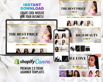 HAIR WEBSITE, Wix TEMPLATE, Shopify Banner, Website Theme, Wix And Shopify White Gray Hair Business Website Design & Setup