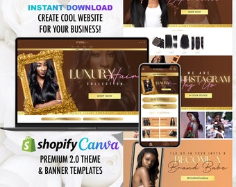 Elegant Web Site Shopify and Wix Setup, Simple Nude Design With Golden Elements For Hair Store, Clothing and More!