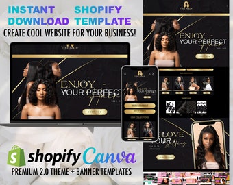 Luxury Hair Shopify & Wix Website, Beauty Website, Website Template, Premade Theme, Custom Website for any Bussiness Graphic Design