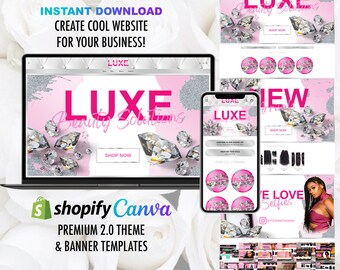Luxe website for Hair Business & More, shopify and wix website design, Hair Saloon template website banners