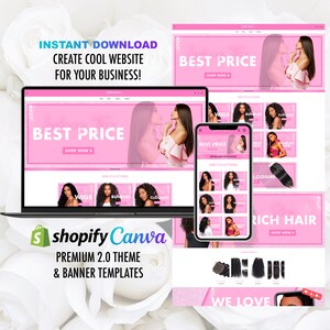 Pink Shopify theme template / Wix website template for skin care Shopify website design Premade Boutique website theme Wix blog template