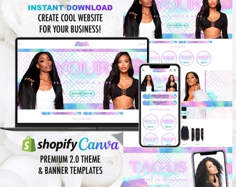 WIX or Shopify Pre-Made Website Setup Service Designed for Hair Boutiques But Can Be Changed To Any With Package Holographic Banners Website