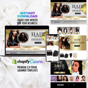 Beauty & Haare Vorgefertigte Shopstifte und WIX Website Gold Chrome, Haarverlängerung Website, Shopilly Website Design, Vorgefertigte Haar Website