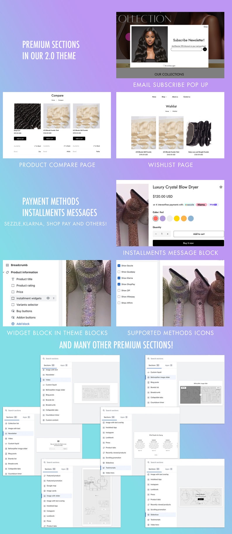 Elegant Pink Shopify Website Template, Hair Website Design, Shopify Store Template, Ecommerce Website, Shopify Saloon Premium Theme image 5