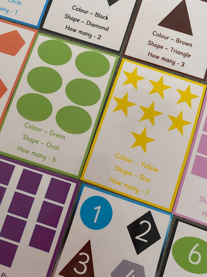Colour- Shapes and Numbers - Flash Cards- 3 in 1 Learning- Teaching ...