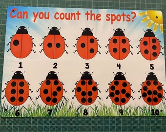 Outdoor Weatherproof sign - Ladybird - count the spots - numbers 1-10 - eyfs - nursery-school-childminder-garden- made from Aluminium metal