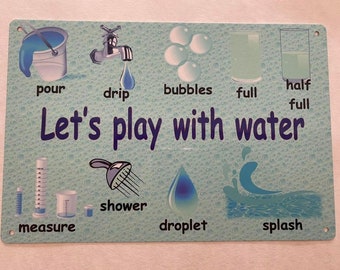Outdoor Weatherproof Sign - Water Area- Nursery/Childminder/School- Garden- Made from aluminium metal-Learn through play-Role play