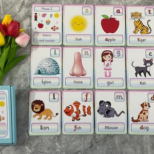 Phase 2 PHONICS- Flashcards- Début de l’école- Lettres et sons-Ressources éducatives d’apprentissage- Aide à l’enseignant-EYFS-SEN-Langage-Parole-Autisme