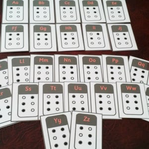 Cartões Flash Braille - Alfabeto - 26 cartões - Pontos em relevo - Deficientes visuais - Cegos - SEN