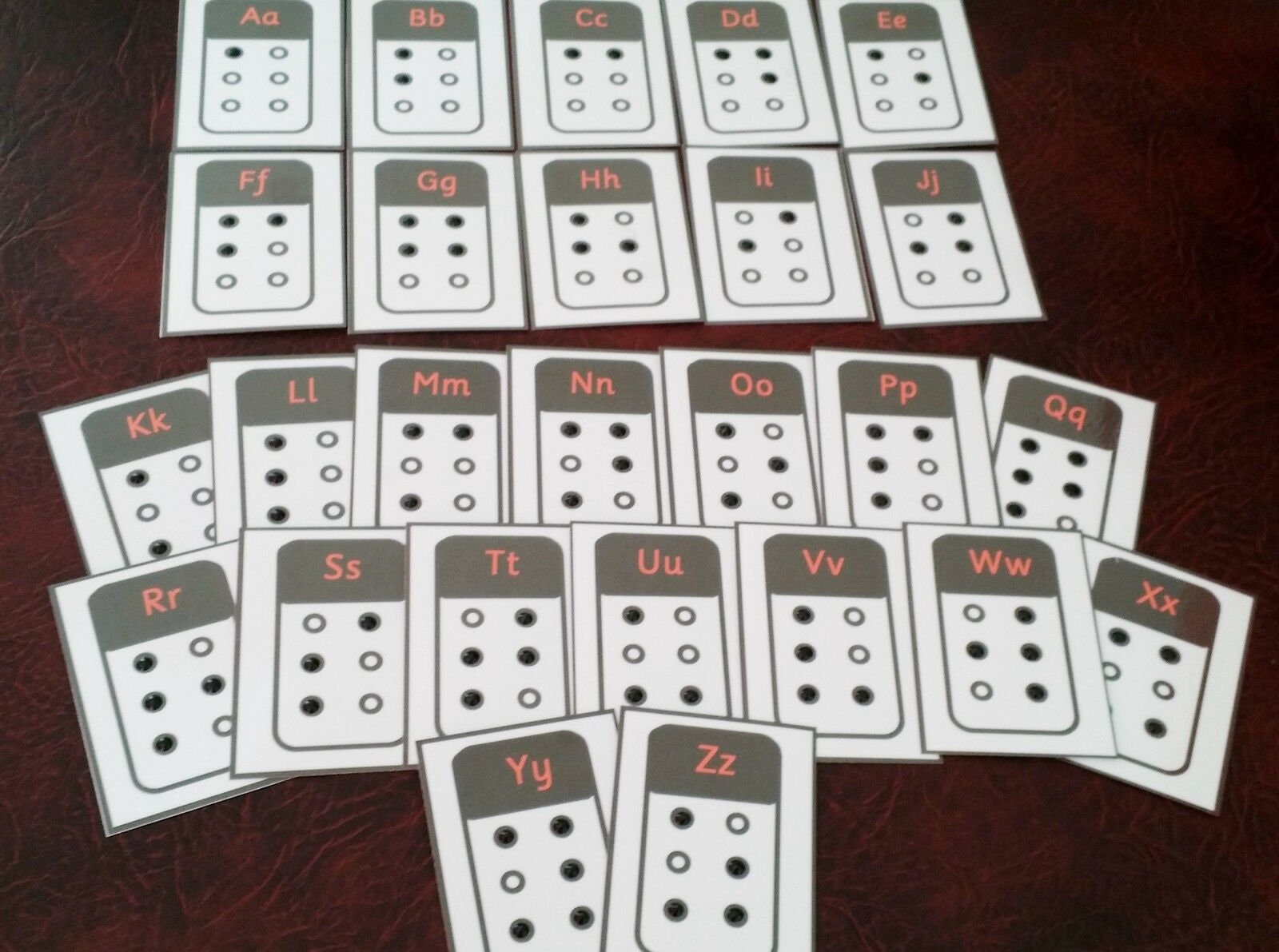 Braille Flash Cards Alphabet 26 Cards Raised Dots Visually Impaired