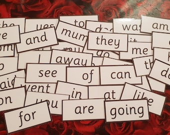 Reception Class Words - 45 first words in a set- High-frequency- Phonics- Reception class- School- Homeschooling- Flashcards- read & write