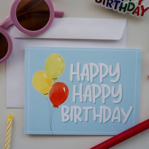 Carte de voeux, joyeux anniversaire, carte d&#39;anniversaire avec ballon, carte vierge