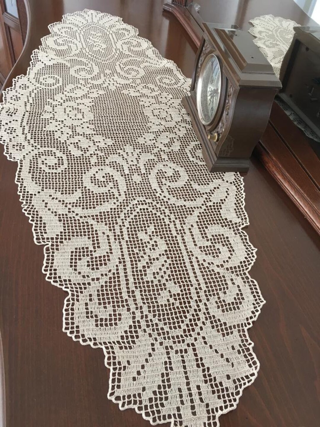 Lace Tablecloth, Cotton, 45x110 Cm, Vintage, Antique, Lace, French Lace