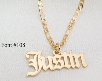 Naamketting met 15 lettertypestijlen • Naamplaatketting aanpassen • Gepersonaliseerde ketting met naam, heren/dames naamketting • Cadeau voor haar