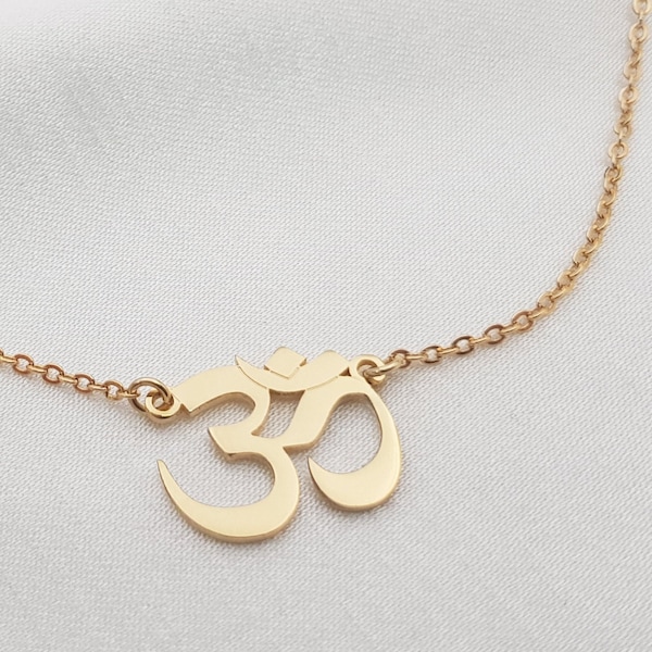 Om Necklace • Gold Om Symbol Pendant • Aum Pendant • Spiritual Yoga Jewelry • Meditation Gift • Yoga Lover Present • Zen Necklace • Mantra