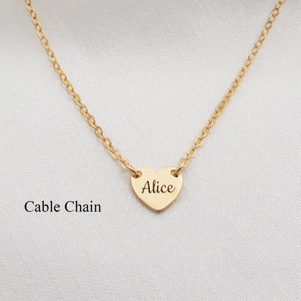 Heart Pendant Personalized • Tiny Heart Necklace • Heart Necklace With Engraving • Personalized Heart Necklace For Women • Heart Pendant Cha