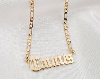 Taurus Necklace Taurus Script Necklace Taurus Zodiac Necklace