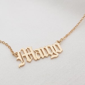Personalized Old English Font Name Necklace • Gothic Style Name Pendant • Old English Script Nameplate • Customized Goth Jewelry Unisex Gift