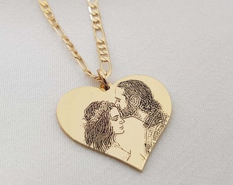 Couple Necklace Personalized • Couple Photo Necklace • Personalized Couples Gifts • Personalized Couple Necklace • Engraved Photo Necklace