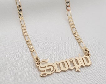 Scorpio Necklace • Scorpio Script Necklace • Scorpio Zodiac Necklace, Scorpio Sign Gift, Scorpio Name Necklace, Scorpio Old English Necklace