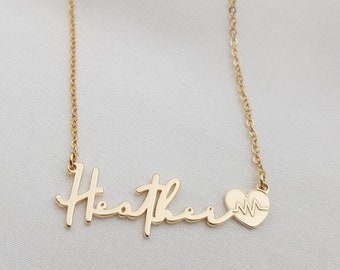 Hartslag ketting • Gepersonaliseerde hartslag ketting • Hartslag ketting • Aangepaste hartslag sieraden • EKG ketting Gepersonaliseerde verpleegster Gif