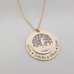 Personalized Tree Of Life Necklace With Kids Names • Customized Family Name Necklace • Necklace With Kid Names • Mother's Day Jewelry Gift