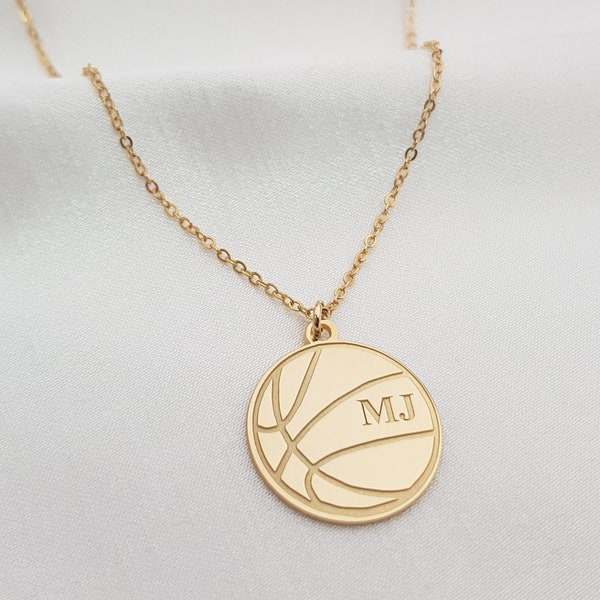 Engraved Basketball Necklace For Men • Personalized Sports Necklace • Basketball Pendant • Basketball Coach Gift • Basketball Player Gift