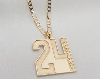 Personalized Engraved Number With Name Necklace • Lucky Number • Sports Team Number Necklace • Baseball/Football Number Pendant For Men